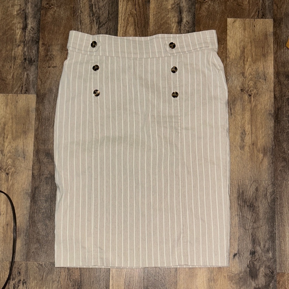 Love Scarlet Cream Striped Pencil Skirt